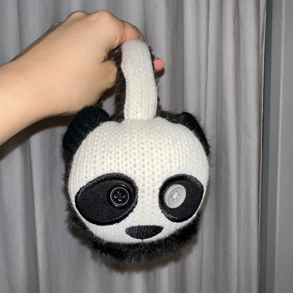 NWOT Handmade Panda Earmuffs – Cozy Black & White Winter Accessory
